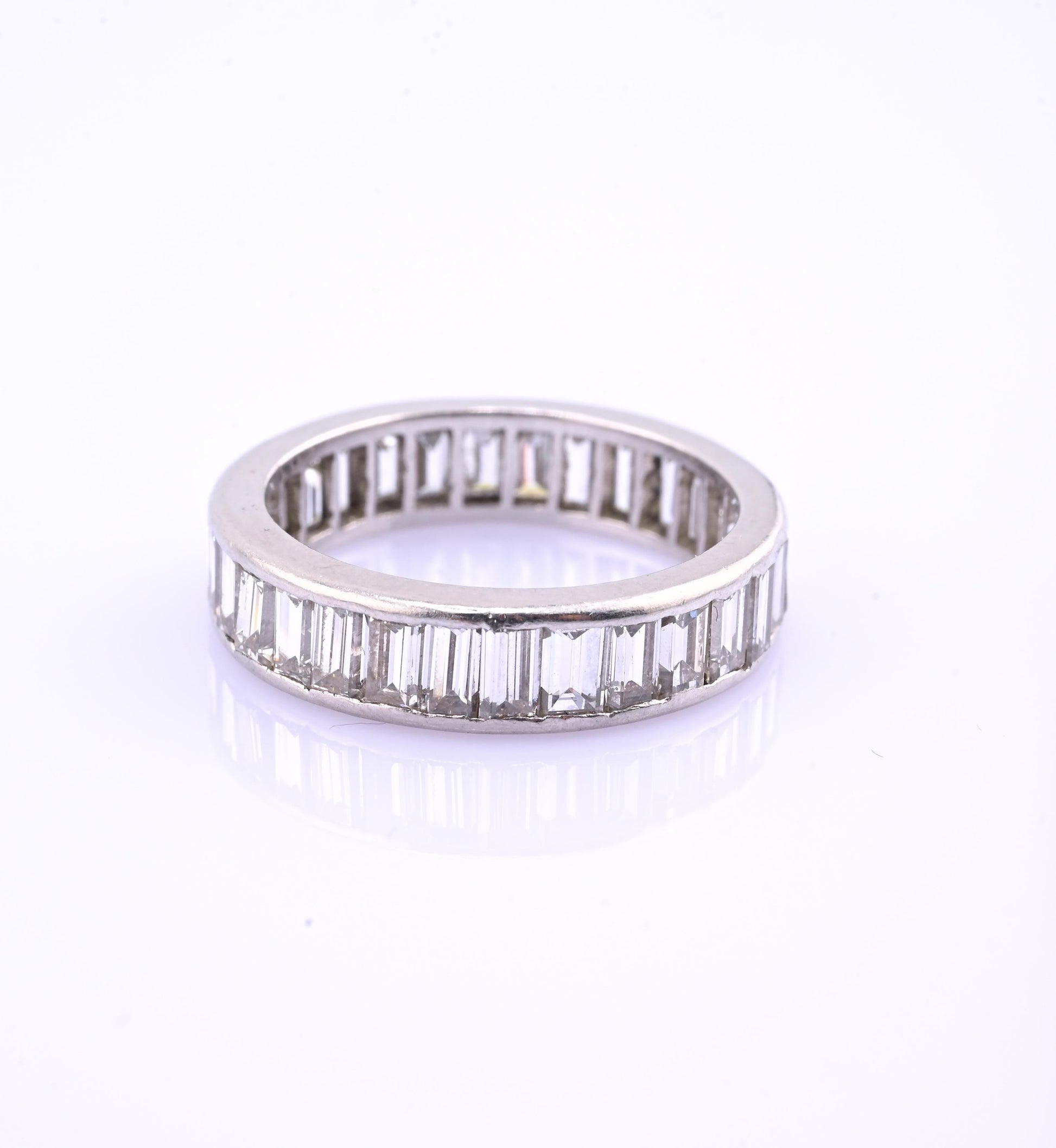 Magnificent 3.50 TCW Diamond Eternity Band in Solid Platinum Size 6.25 IGI Cert.