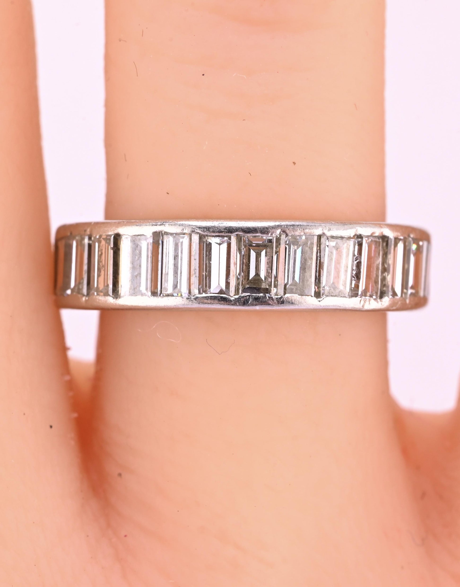 Magnificent 3.50 TCW Diamond Eternity Band in Solid Platinum Size 6.25 IGI Cert.