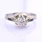 Art Deco 18K White Gold Diamond & Sapphire Ring – .40 CT Center – Size 7