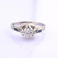 Art Deco 18K White Gold Diamond & Sapphire Ring – .40 CT Center – Size 7