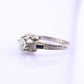 Art Deco 18K White Gold Diamond & Sapphire Ring – .40 CT Center – Size 7