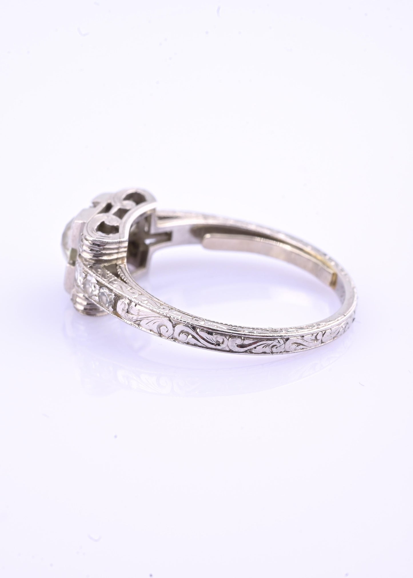 Art Deco Platinum Diamond Engagement Ring .60–.65 CTW VS Center Ring Size 6