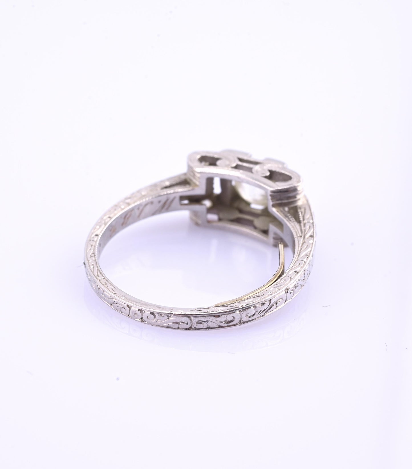 Art Deco Platinum Diamond Engagement Ring .60–.65 CTW VS Center Ring Size 6