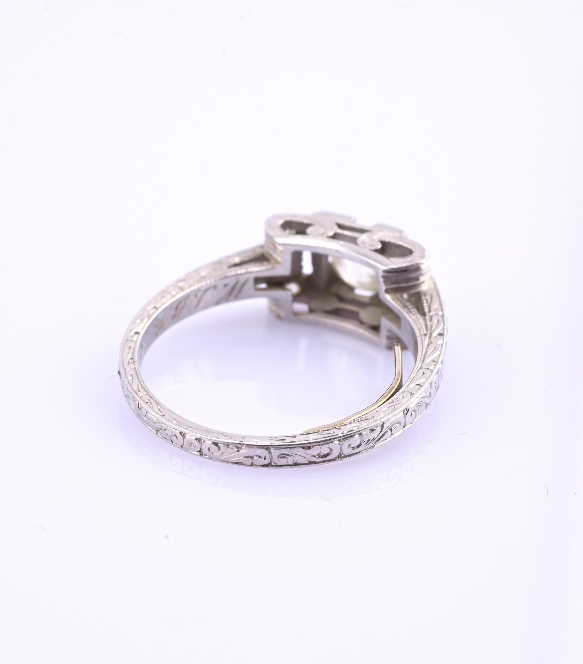 Art Deco Platinum Diamond Engagement Ring .60–.65 CTW VS Center Ring Size 6