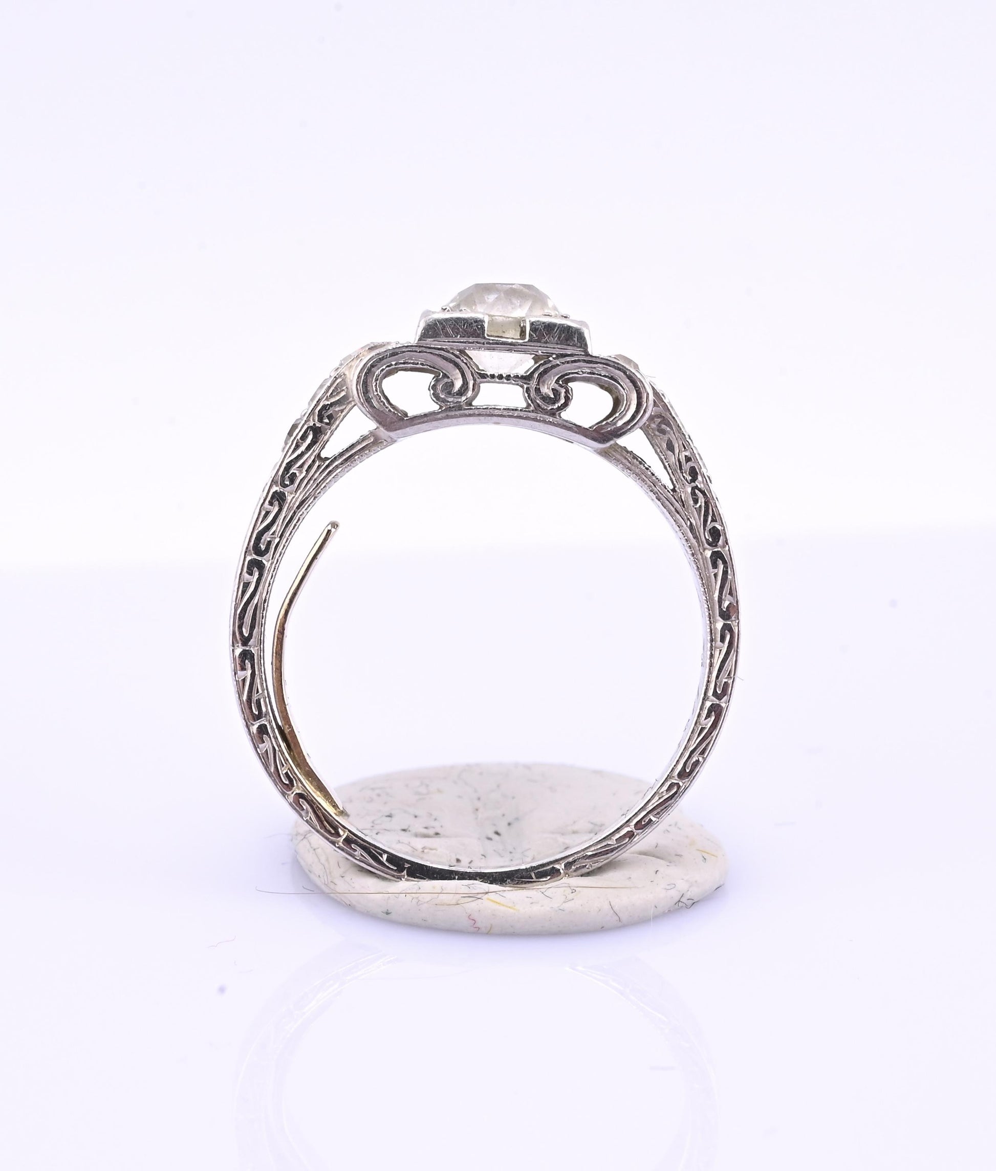 Art Deco Platinum Diamond Engagement Ring .60–.65 CTW VS Center Ring Size 6