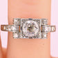 Art Deco Platinum Diamond Engagement Ring .60–.65 CTW VS Center Ring Size 6