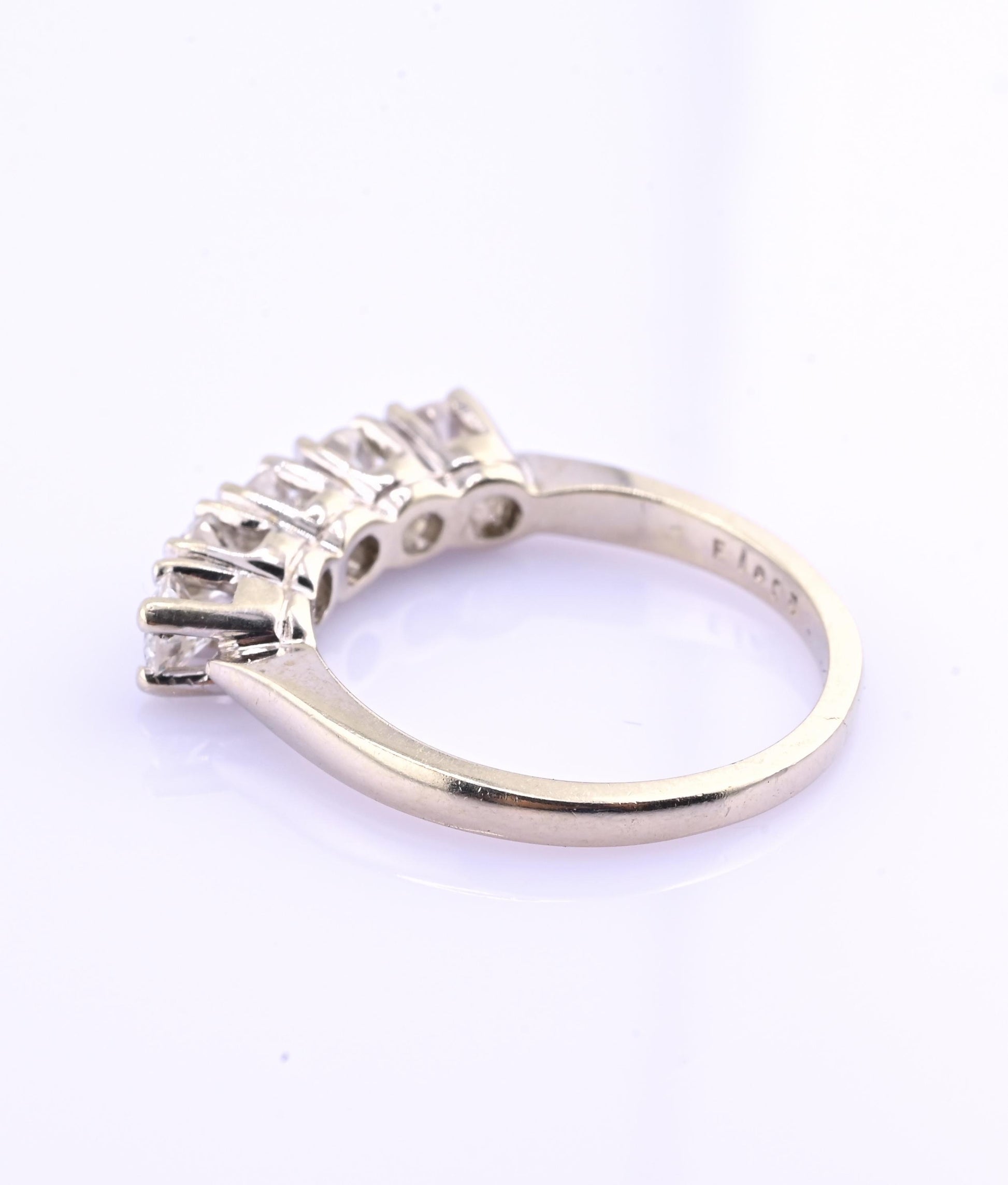 14K White Gold 5 Diamond Band Ring .85 CTW Near Colorless S12–I2 Size 6.5