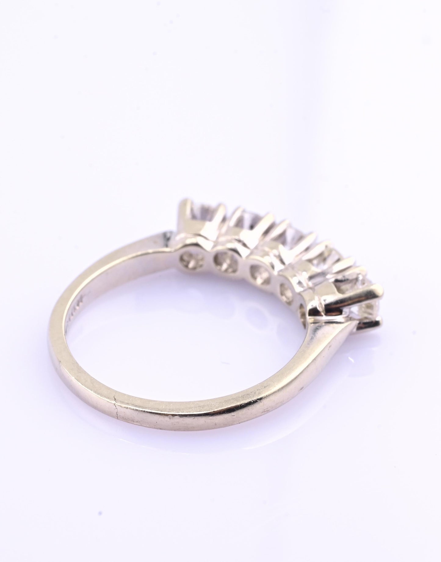 14K White Gold 5 Diamond Band Ring .85 CTW Near Colorless S12–I2 Size 6.5