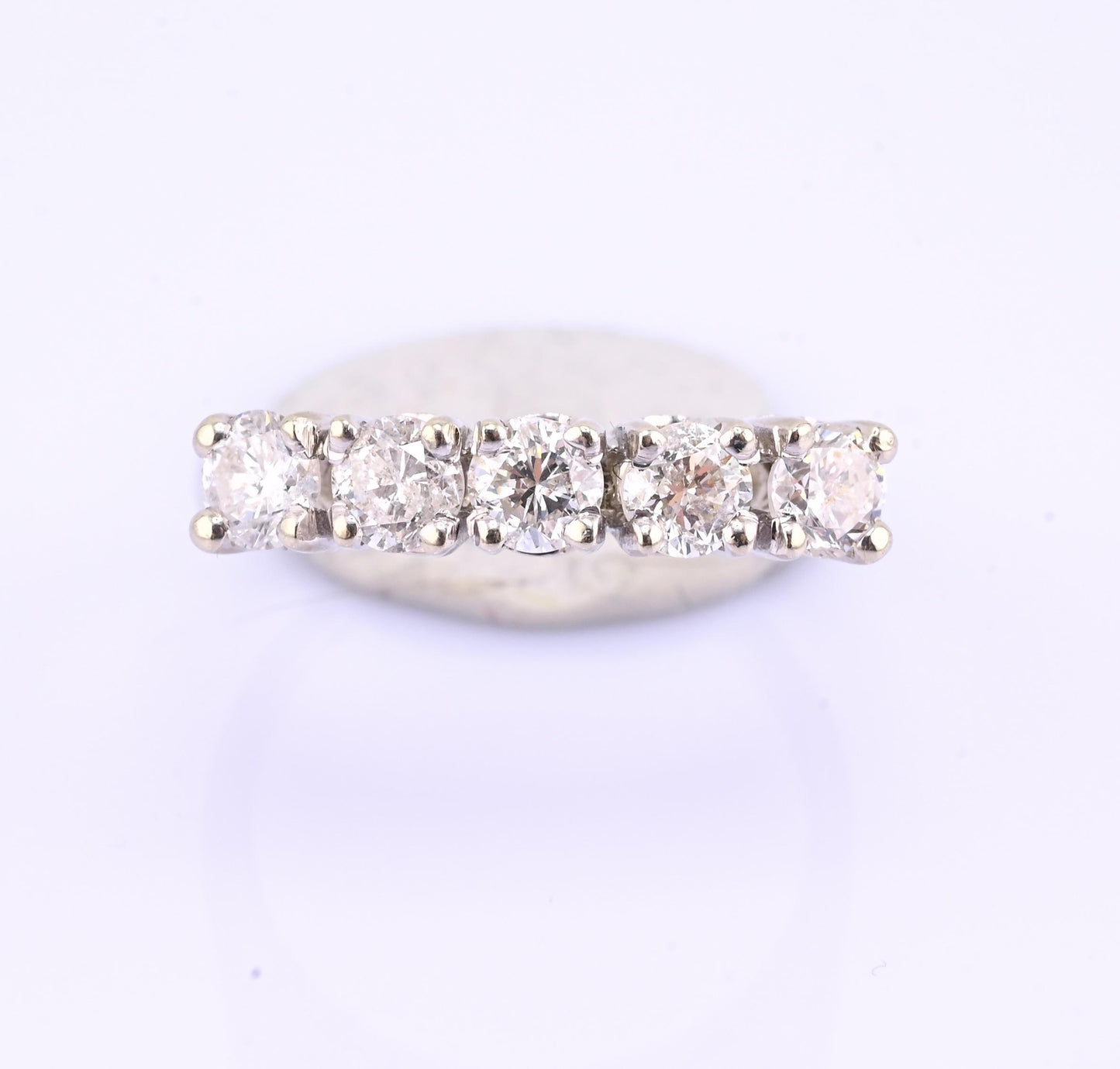 14K White Gold 5 Diamond Band Ring .85 CTW Near Colorless S12–I2 Size 6.5