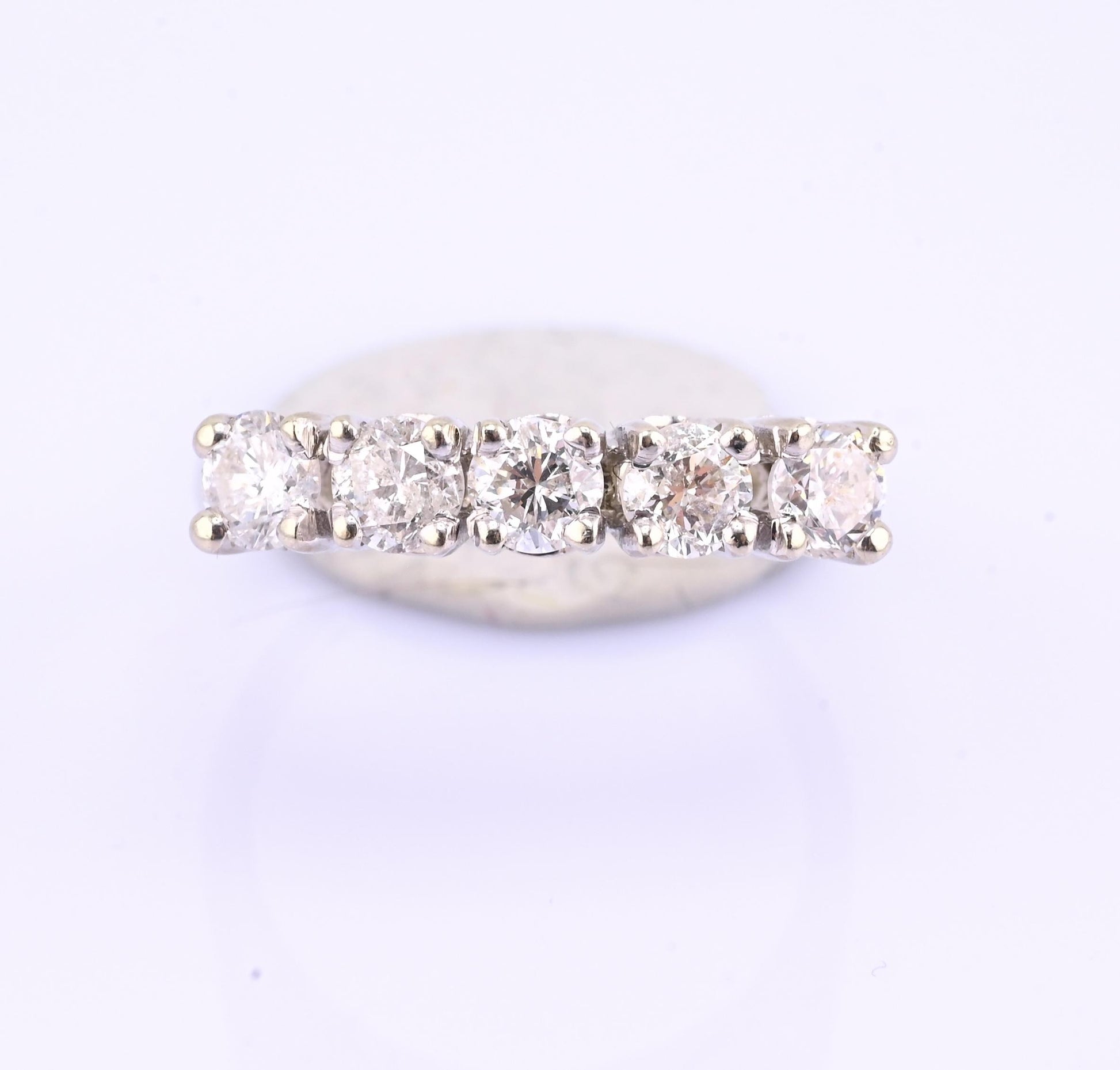 14K White Gold 5 Diamond Band Ring .85 CTW Near Colorless S12–I2 Size 6.5