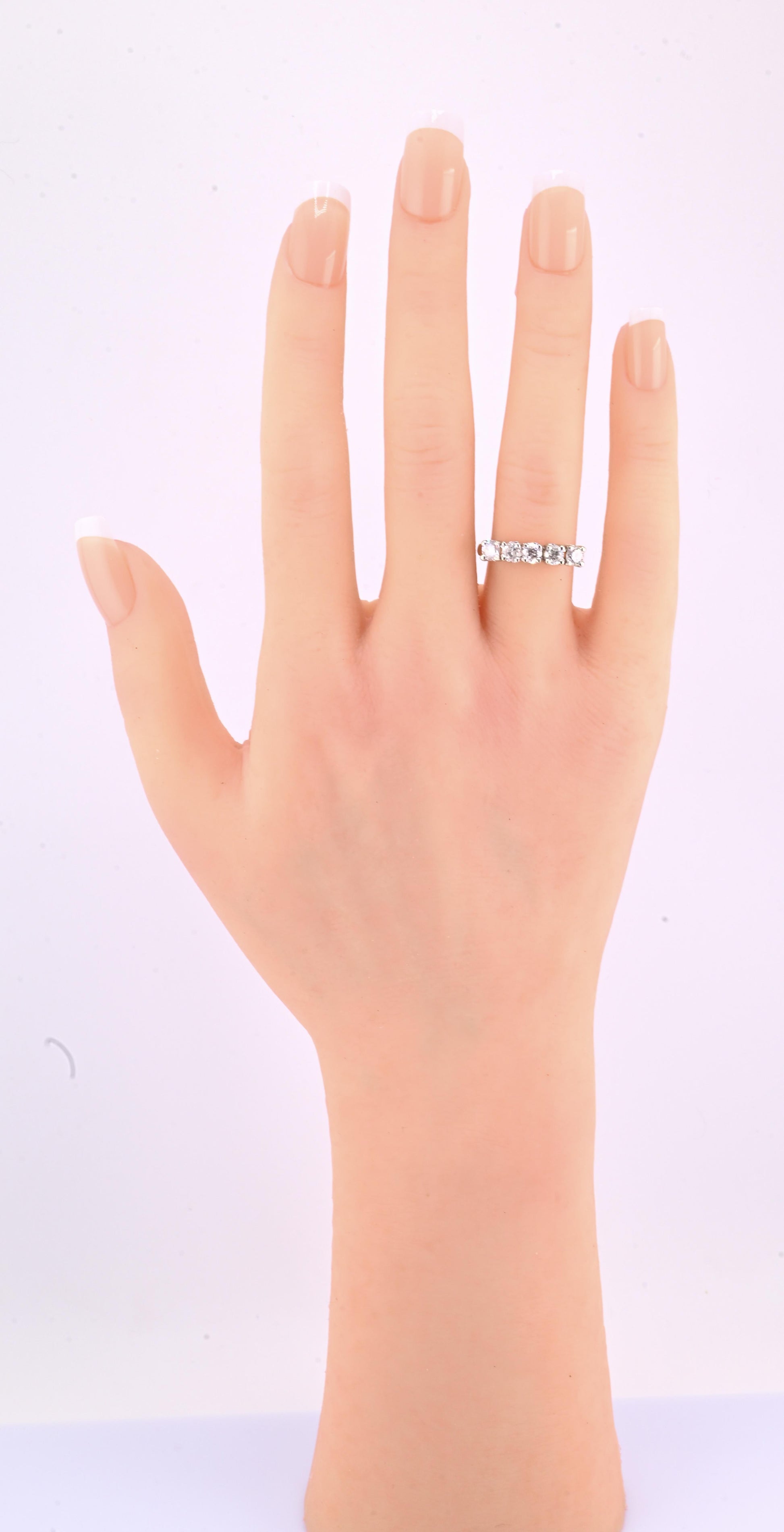 14K White Gold 5 Diamond Band Ring .85 CTW Near Colorless S12–I2 Size 6.5