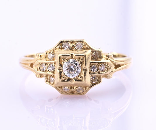 14K Yellow Gold Diamond Ring 13 Diamonds VS–SI Natural 2g Size 5.75