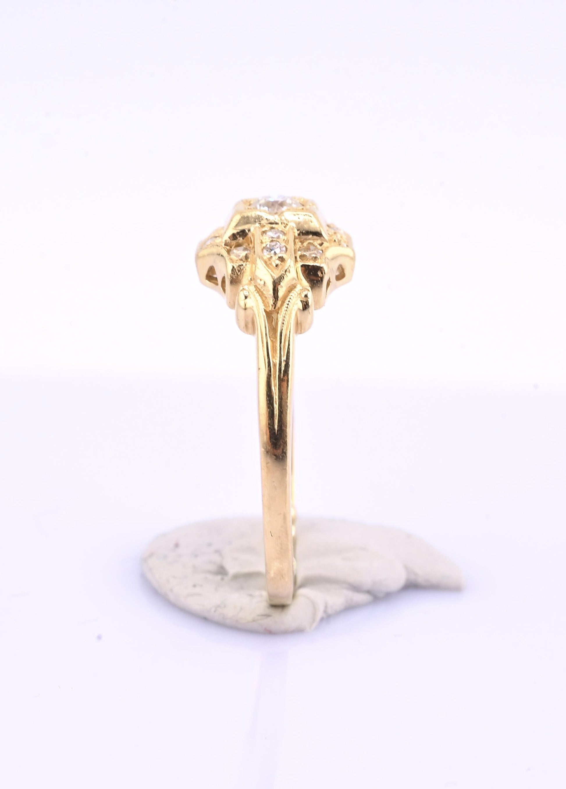 14K Yellow Gold Diamond Ring 13 Diamonds VS–SI Natural 2g Size 5.75