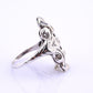 IGI Certified 18K White Gold Art Deco Diamond & Sapphire Ring Size 5.5