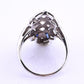 IGI Certified 18K White Gold Art Deco Diamond & Sapphire Ring Size 5.5