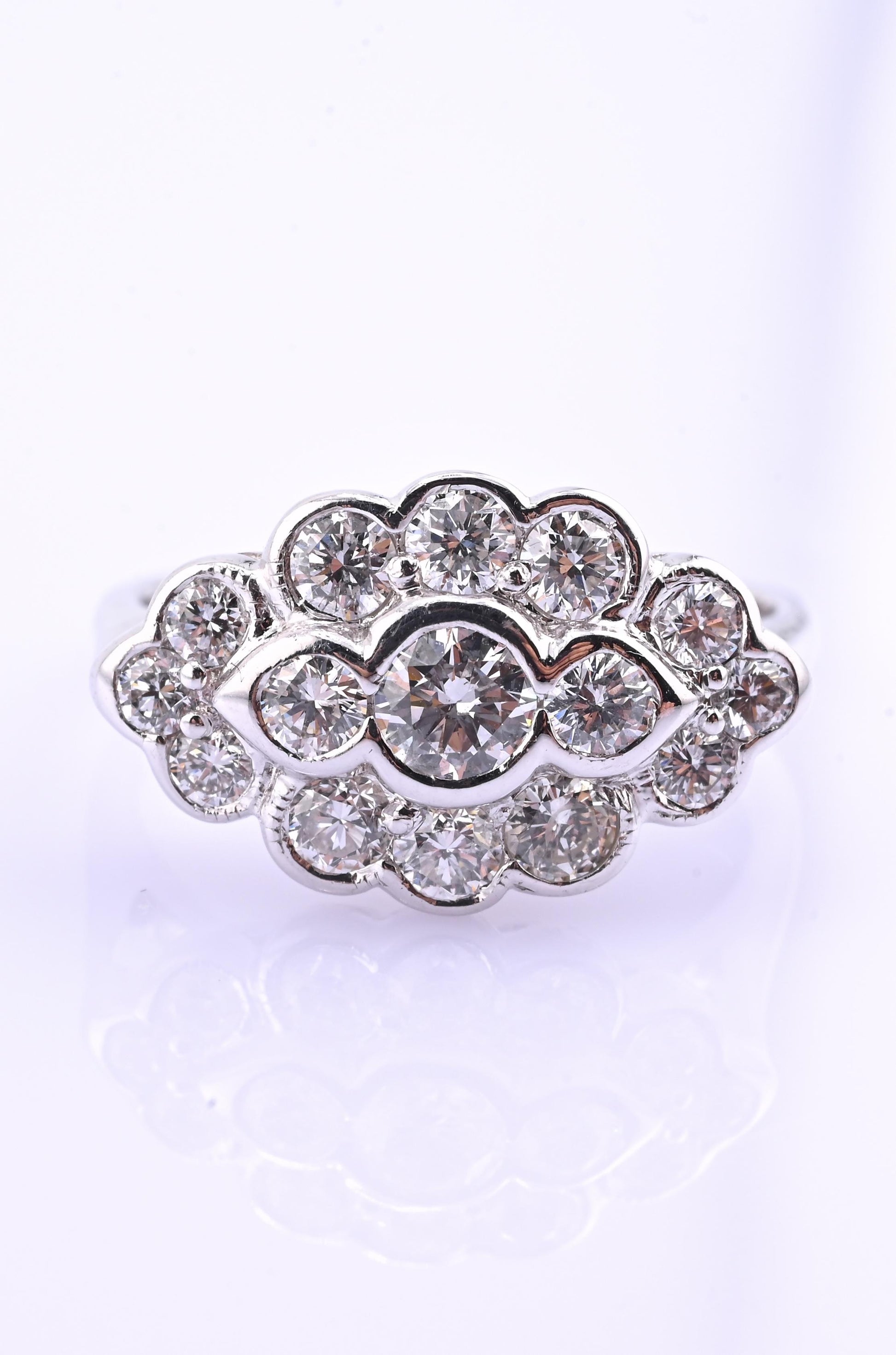 18K White Gold Diamond Ring 1.05 TCW G Color Ring Size 5 GIA Certified