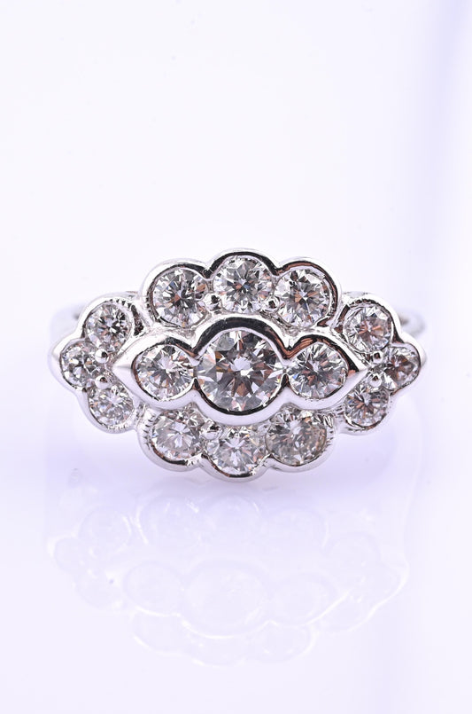 18K White Gold Diamond Ring 1.05 TCW G Color Ring Size 5 GIA Certified