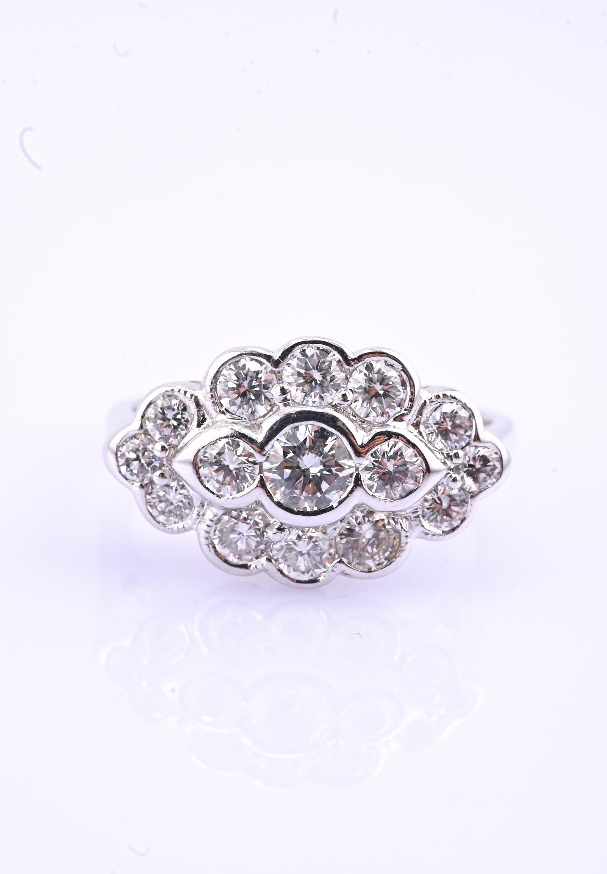 18K White Gold Diamond Ring 1.05 TCW G Color Ring Size 5 GIA Certified