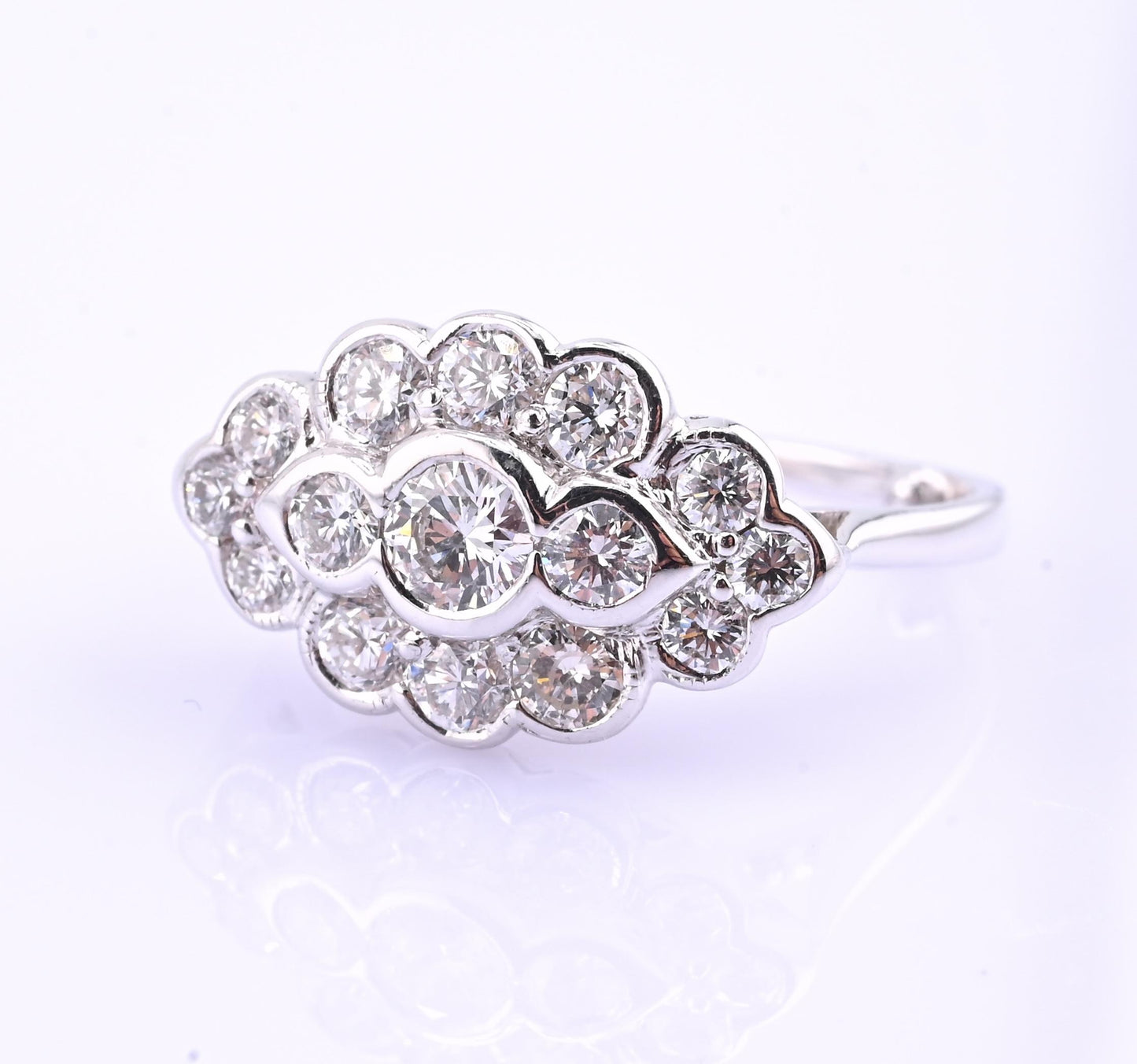 18K White Gold Diamond Ring 1.05 TCW G Color Ring Size 5 GIA Certified