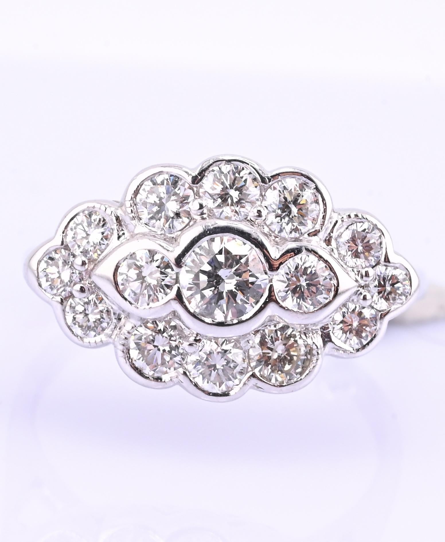 18K White Gold Diamond Ring 1.05 TCW G Color Ring Size 5 GIA Certified