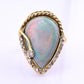 GIA Certified Natural Opal & Diamond 14k Ring – 23x15mm Light Gray Cabochon