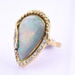 GIA Certified Natural Opal & Diamond 14k Ring – 23x15mm Light Gray Cabochon