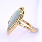 GIA Certified Natural Opal & Diamond 14k Ring – 23x15mm Light Gray Cabochon