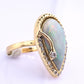 GIA Certified Natural Opal & Diamond 14k Ring – 23x15mm Light Gray Cabochon