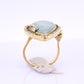 GIA Certified Natural Opal & Diamond 14k Ring – 23x15mm Light Gray Cabochon