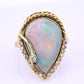 GIA Certified Natural Opal & Diamond 14k Ring – 23x15mm Light Gray Cabochon