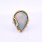 GIA Certified Natural Opal & Diamond 14k Ring – 23x15mm Light Gray Cabochon