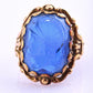 IGI Certified 10K Yellow Gold Carved Spinel Soldier Intaglio Ring Size 5