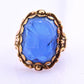 IGI Certified 10K Yellow Gold Carved Spinel Soldier Intaglio Ring Size 5