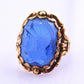 IGI Certified 10K Yellow Gold Carved Spinel Soldier Intaglio Ring Size 5