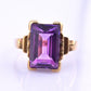 10K Yellow Gold Sapphire Ring Art Deco / Retro Era IGI Certified Size 6.75