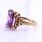 10K Yellow Gold Sapphire Ring Art Deco / Retro Era IGI Certified Size 6.75