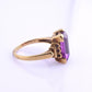 10K Yellow Gold Sapphire Ring Art Deco / Retro Era IGI Certified Size 6.75