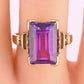 10K Yellow Gold Sapphire Ring Art Deco / Retro Era IGI Certified Size 6.75