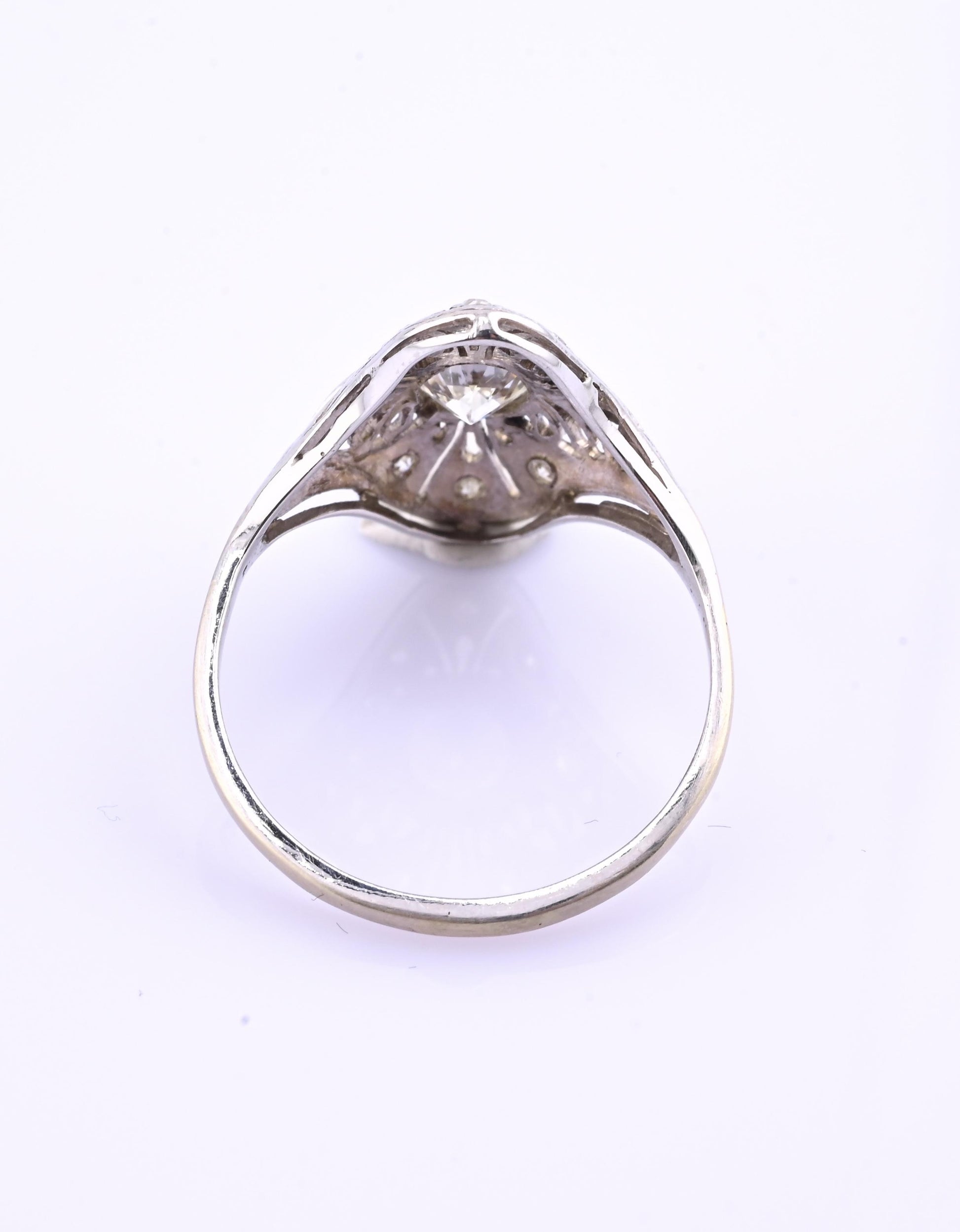 Art Deco Platinum Diamond Ring .50 Carats Center Stone Ring Size 8.75 IGI Cert.