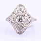 Art Deco Platinum Diamond Ring .50 Carats Center Stone Ring Size 8.75 IGI Cert.