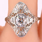 Art Deco Platinum Diamond Ring .50 Carats Center Stone Ring Size 8.75 IGI Cert.