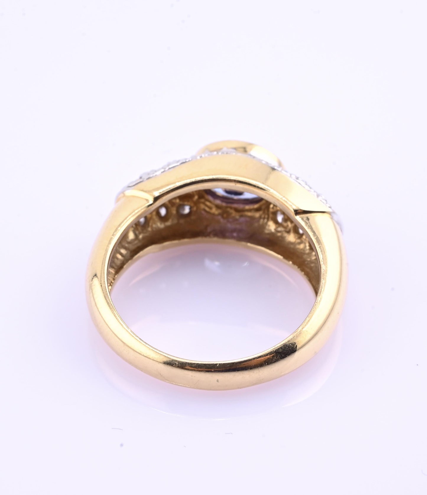14K Yellow & White Gold IGI Certified 1 Carat Tanzanite Ring Size 6.75