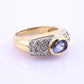 14K Yellow & White Gold IGI Certified 1 Carat Tanzanite Ring Size 6.75