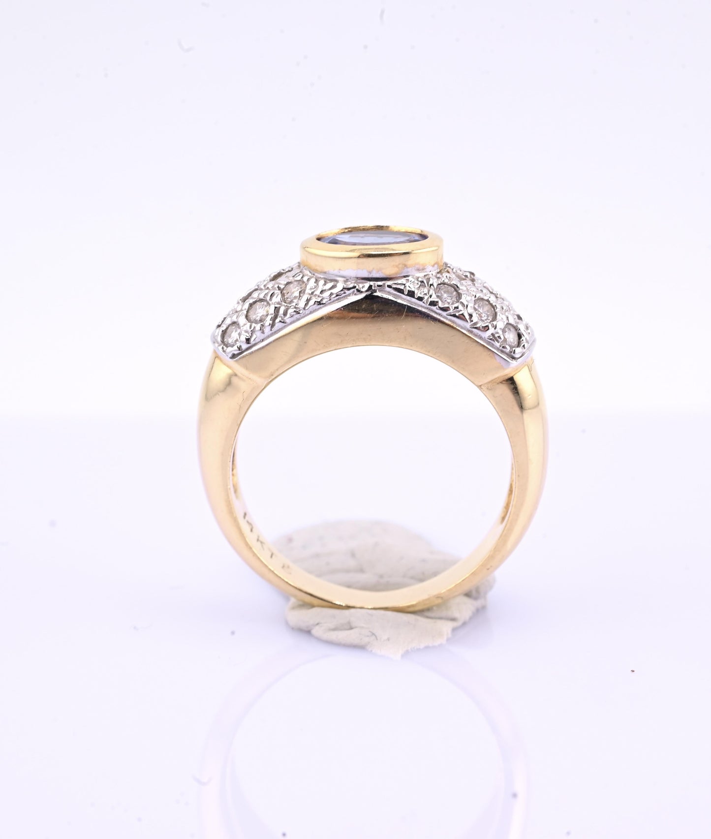 14K Yellow & White Gold IGI Certified 1 Carat Tanzanite Ring Size 6.75