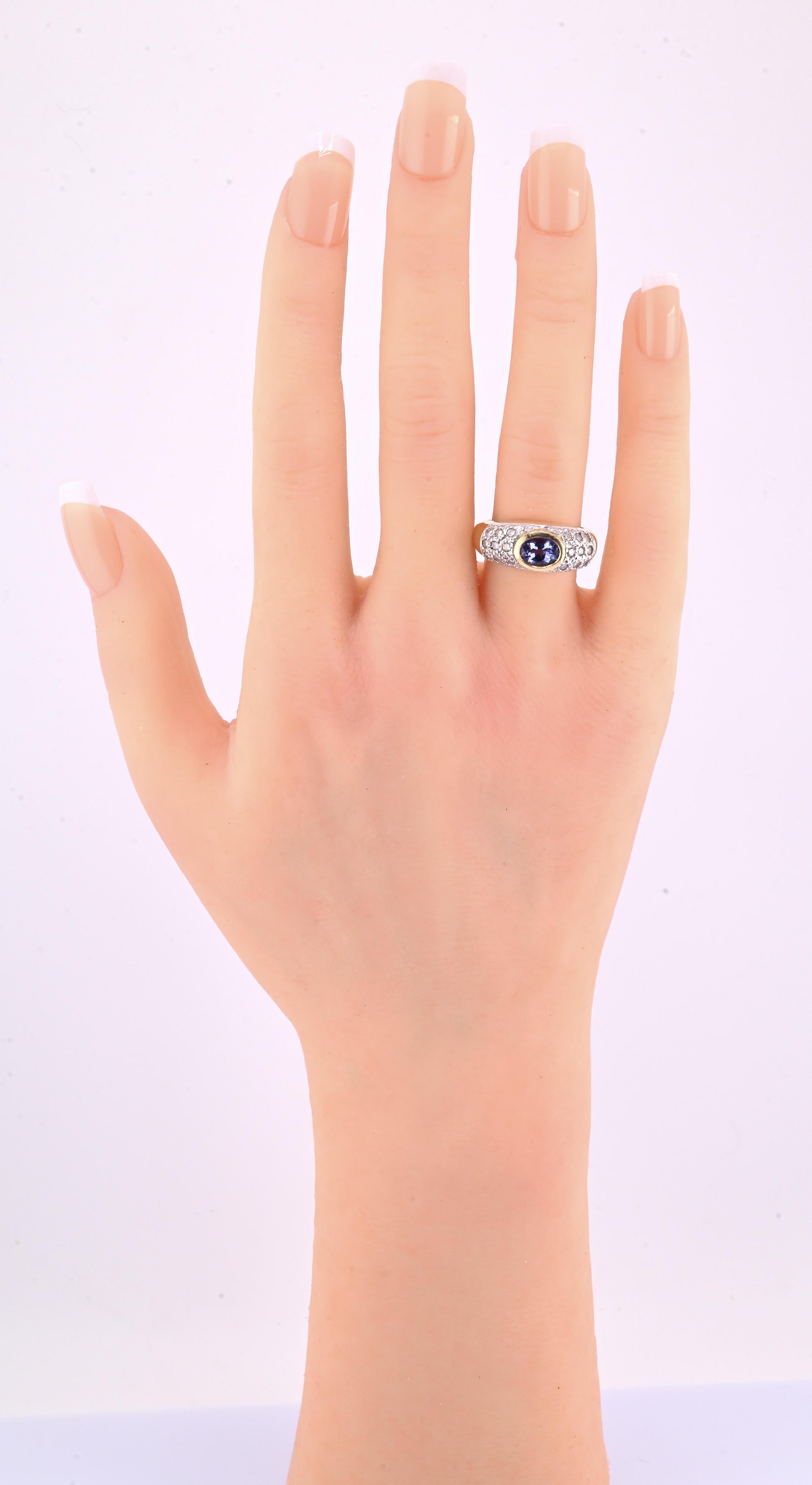 14K Yellow & White Gold IGI Certified 1 Carat Tanzanite Ring Size 6.75