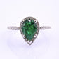 Platinum Pear Cut Emerald & Diamond Halo Ring 1.35ct Ring Size 6.5 IGI Certified