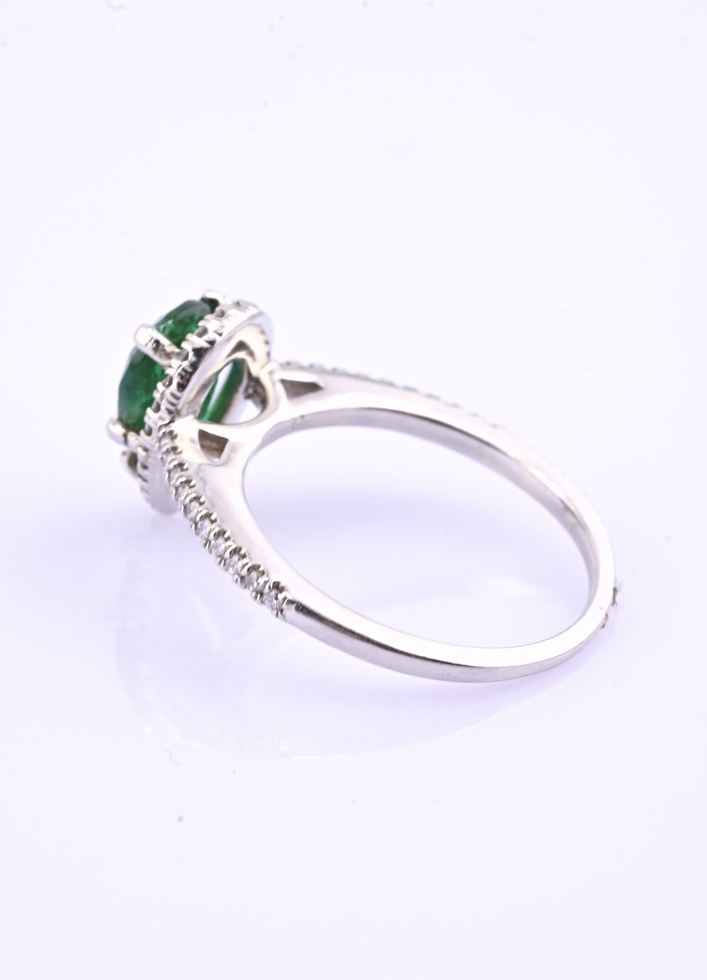 Platinum Pear Cut Emerald & Diamond Halo Ring 1.35ct Ring Size 6.5 IGI Certified