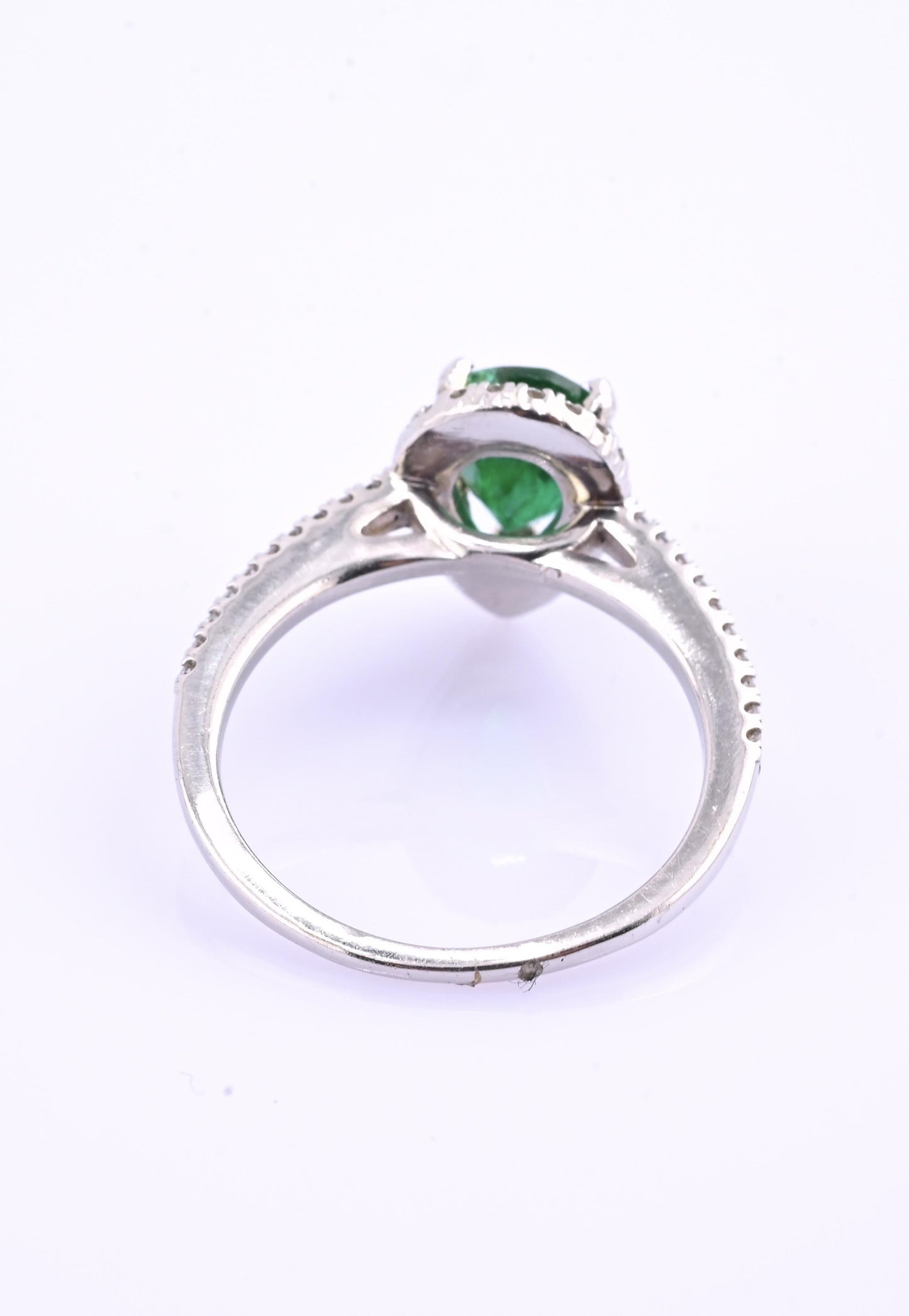 Platinum Pear Cut Emerald & Diamond Halo Ring 1.35ct Ring Size 6.5 IGI Certified
