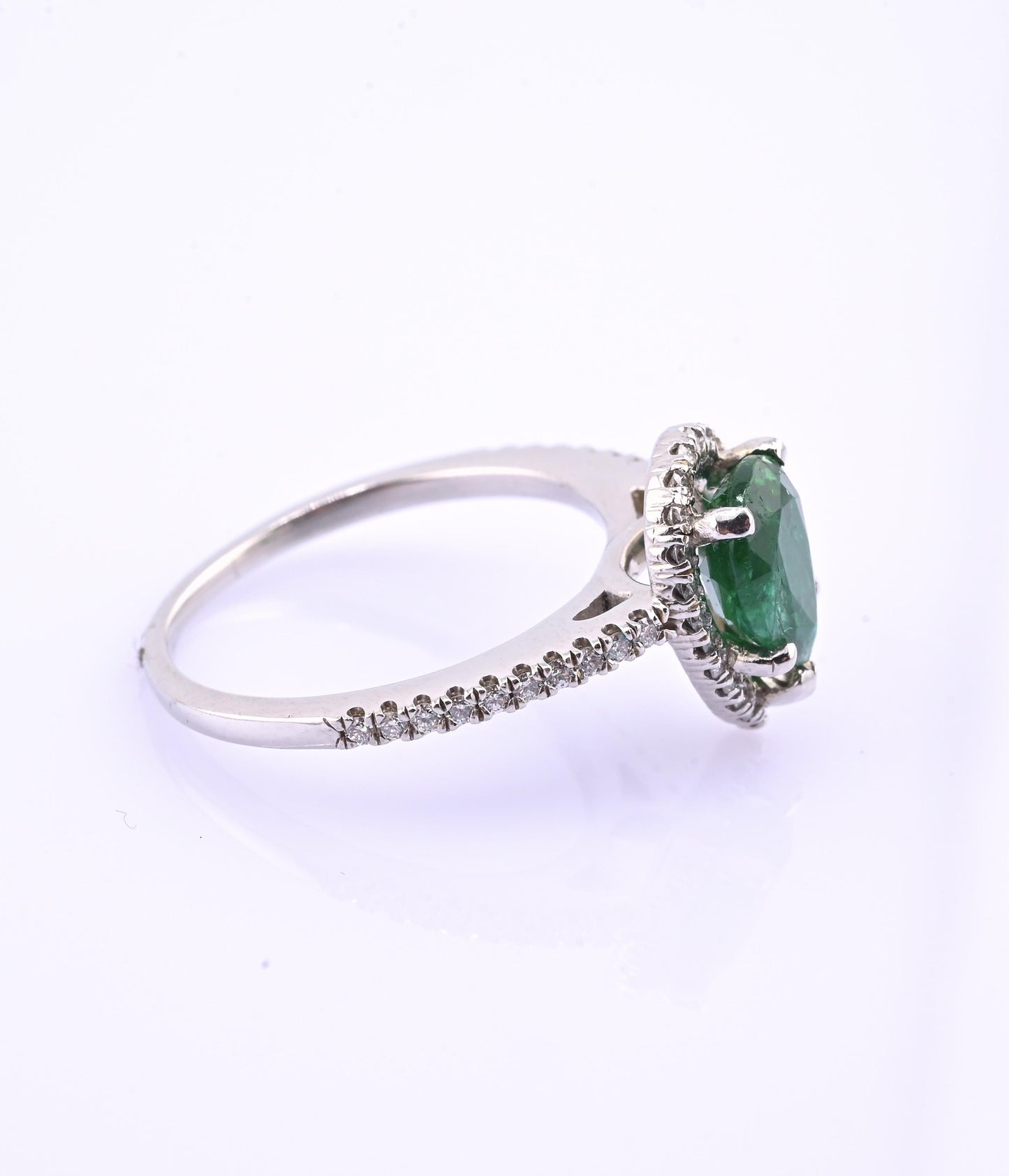Platinum Pear Cut Emerald & Diamond Halo Ring 1.35ct Ring Size 6.5 IGI Certified