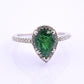Platinum Pear Cut Emerald & Diamond Halo Ring 1.35ct Ring Size 6.5 IGI Certified